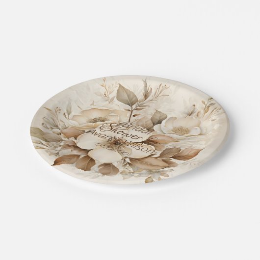 Floral White Waterverf Vrijgezellenfeest Papieren Bordje (Gekanteld)