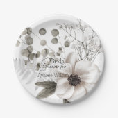 Floral White Waterverf Vrijgezellenfeest Papieren Bordje (Voorkant)