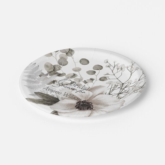 Floral White Waterverf Vrijgezellenfeest Papieren Bordje (Gekanteld)