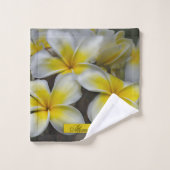 Floral White Yellow Plumeria Bad Handdoek (Wasdoekje)