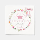 Floral Widflower Pink Bow Graduation party Servet (Voorkant)