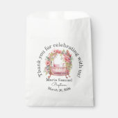 Floral Wieg Baby Meisje Sticker Roze Bedankzakje (Voorkant)