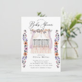 Floral Wieg Baby shower Uitnodiging (Staand voorkant)