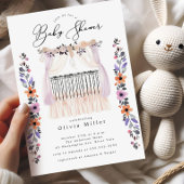 Floral Wieg Baby shower Uitnodiging