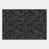 Floral-wijn met zwarte & goudmotor inpakpapier vel (Voorkant)