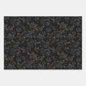 Floral-wijn met zwarte & goudmotor inpakpapier vel (Voorkant 3)