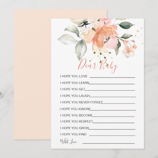 Floral wil Baby shower gamen Kaart (Voorkant / Achterkant)