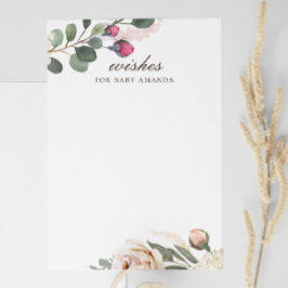 Floral wil baby. Waterverf roos advies Informatiekaartje