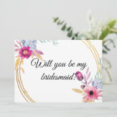 Floral Wil je mijn bruidsmeisje uitnodiging zijn? (Staand voorkant)