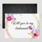 Floral Wil je mijn bruidsmeisje uitnodiging zijn? (Voorkant / Achterkant)