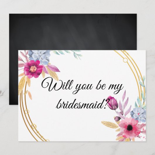 Floral Wil je mijn bruidsmeisje uitnodiging zijn? (Voorkant / Achterkant)
