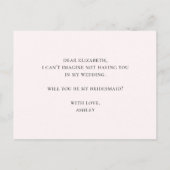 Floral, wil je mijn bruidsmeisje zijn? Roze bloeme Uitnodiging Briefkaart (Achterkant)