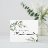 Floral, wil je mijn bruidsmeisje zijn? Zomerbruilo Uitnodiging Briefkaart (Staand voorkant)