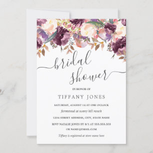 Floral Wild Bloom Paarse Bridal Shower Kaart