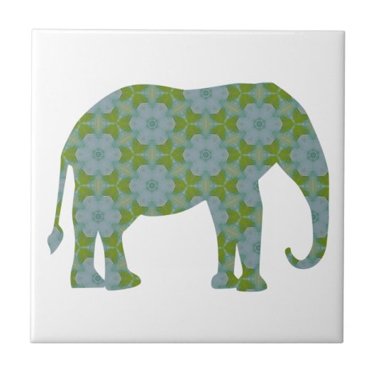Floral Wild Elephant Tegeltje (Voorkant)