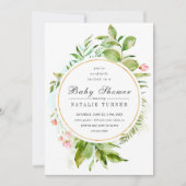 Floral Wild Green Foliage Baby shower Invitation Kaart (Voorkant)