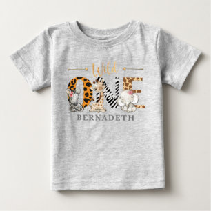 Floral Wild One 1st Birthday Oerwoud Baby T-Shirt