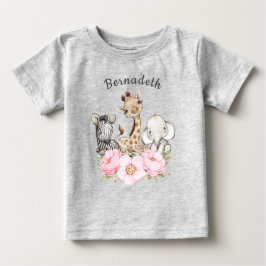 Floral WILD ONE Safari First Birthday Baby T-Shir