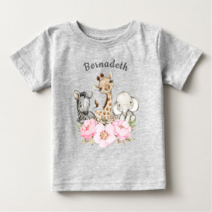 Floral WILD ONE Safari First Birthday Baby T-Shir