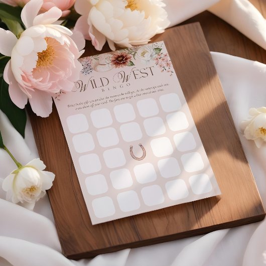 Floral Wild West Bingo Baby shower Game Kaart