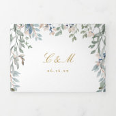 Floral Wildbloemen Monogram Fotobruiloft Drieluik Uitnodiging (Cover)