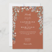 Floral Wildbloemen Terracotta Fotobruiloft Kaart (Voorkant)