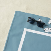 Floral Wilde bloem Botanisch Monogram Blauw Wit Strandlaken (In situ)