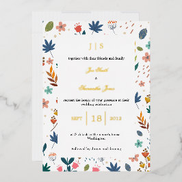 Floral wilde bloem folie uitnodiging