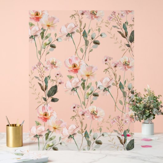 Floral Wildflower Achtergrond Acryl Bord (Huwelijk)