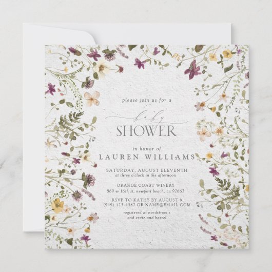 Floral Wildflower Arch Script-Baby shower Kaart (Voorkant)