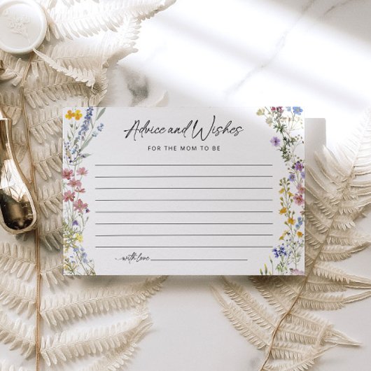 Floral Wildflower Baby shower Advies Kaart