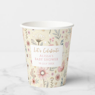 Floral Wildflower Baby shower Papieren Bekers