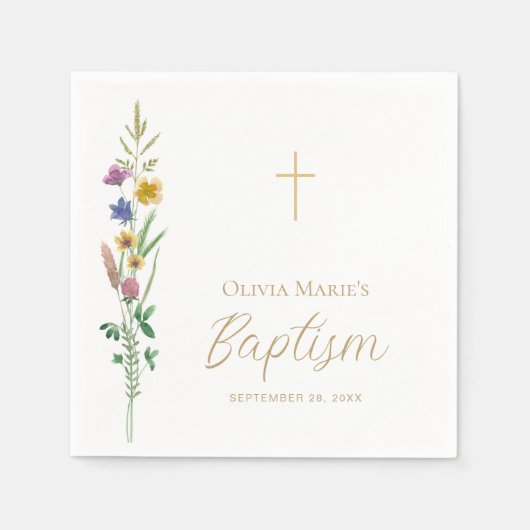 Floral Wildflower Baptism  Servet (Voorkant)