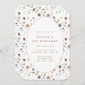Floral Wildflower Birthday | Ticket Kaart (Voorkant / Achterkant)