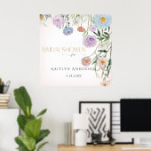 Floral Wildflower Blush Roze Spring Vrijgezellenfe Poster (Thuiskantoor)