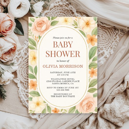 Floral Wildflower Botanical Baby Shower Kaart