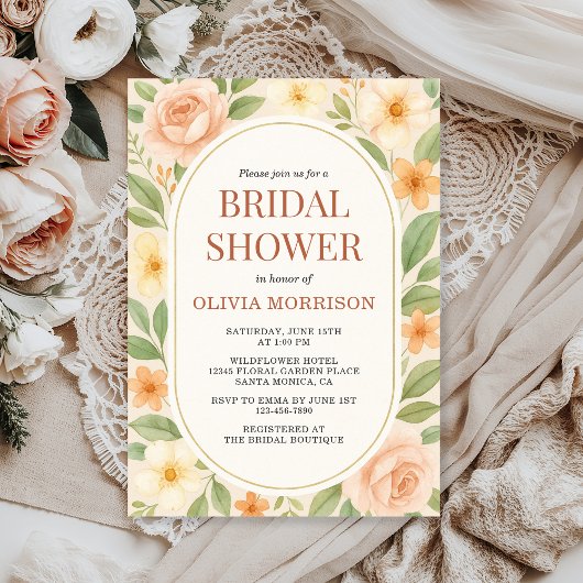 Floral Wildflower Botanical Bridal Shower Kaart
