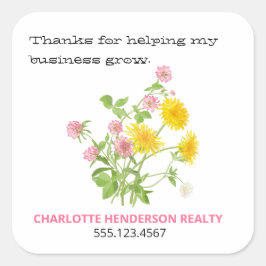 Floral Wildflower Customer Hartelijk dank Vierkante Sticker