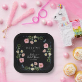 Floral Wildflower Daisy Boho Black Vrijgezellenfee Papieren Bordje (Feest)