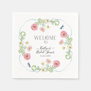 Floral Wildflower Daisy Boho Elegant Vrijgezellenf Servet