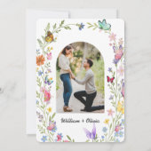 Floral Wildflower Elegante Boho Butterflies Weddin Kaart (Achterkant)