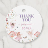 Floral Wildflower Fairy Eerste Verjaardag Feestron Bedankjes Labels (Voorkant)