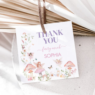 Floral Wildflower Fairy Eerste Verjaardag Plein Bedankjes Labels