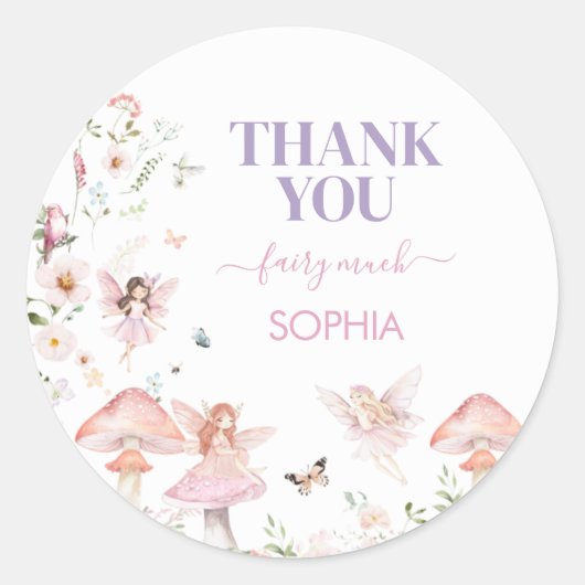 Floral Wildflower Fairy eerste verjaardagsfeestje Ronde Sticker (Voorkant)