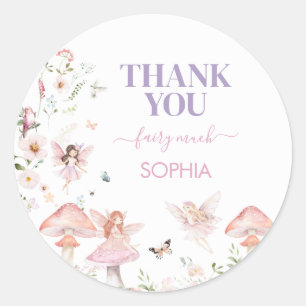 Floral Wildflower Fairy eerste verjaardagsfeestje Ronde Sticker