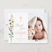 Floral Wildflower Fotodoop Bedankkaart (Voorkant)