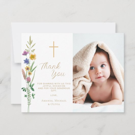 Floral Wildflower Fotodoop Bedankkaart (Voorkant)
