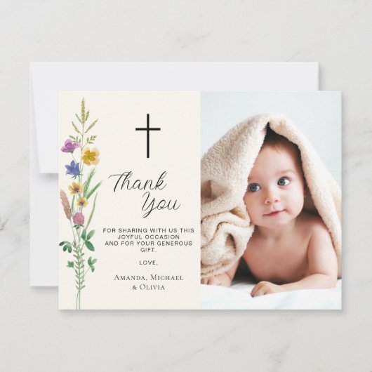 Floral Wildflower Fotodoop Bedankkaart (Voorkant)