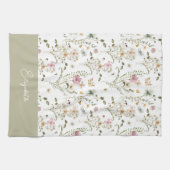Floral Wildflower Gepersonaliseerd Monogram Theedoek (Horizontaal)