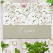 Floral Wildflower Gepersonaliseerd Monogram Theedoek
